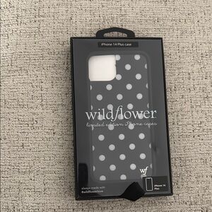 Wildflowers iPhone 14 Plus Case - Black and White Polka Dot